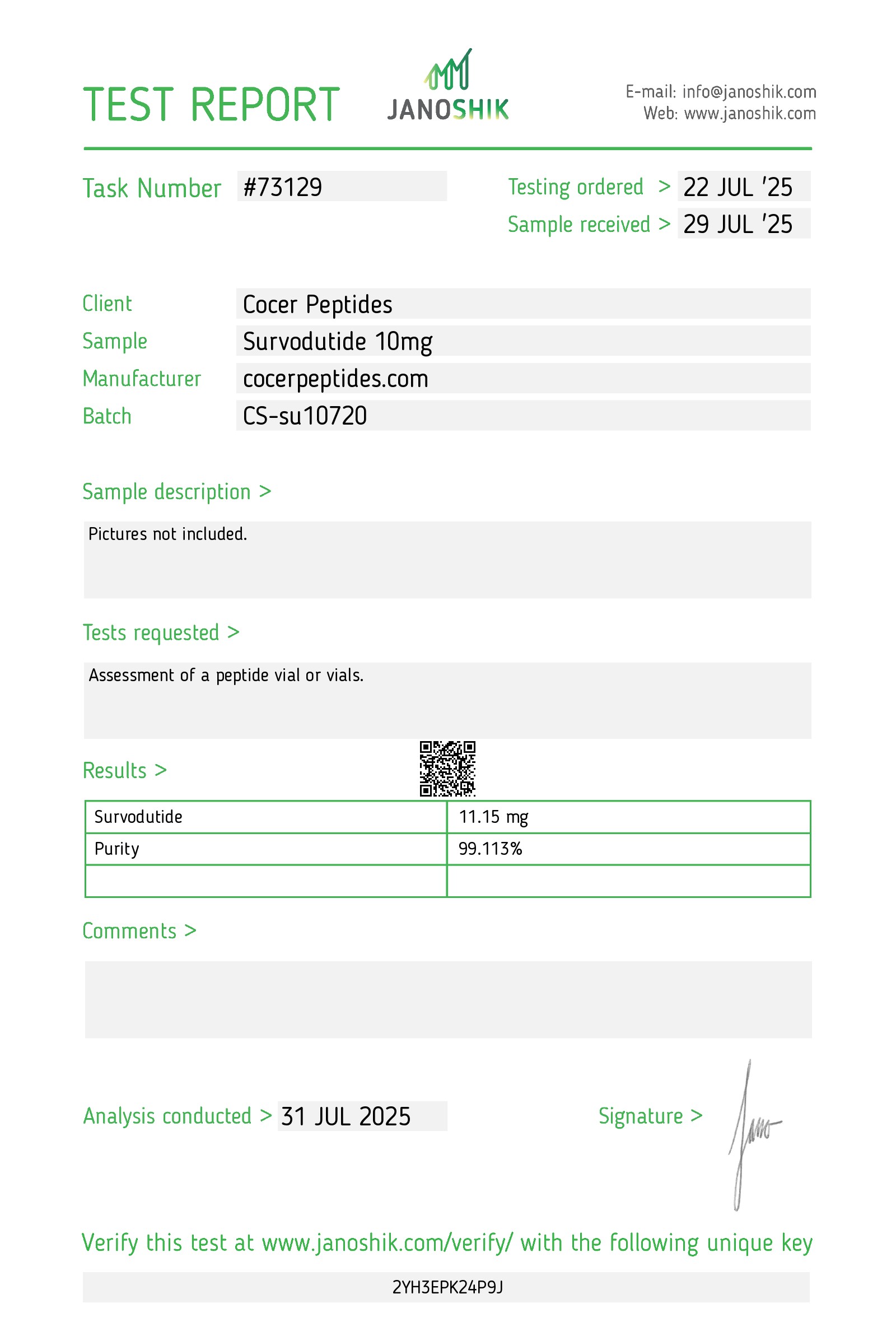 Janoshik public reference COA scan 11