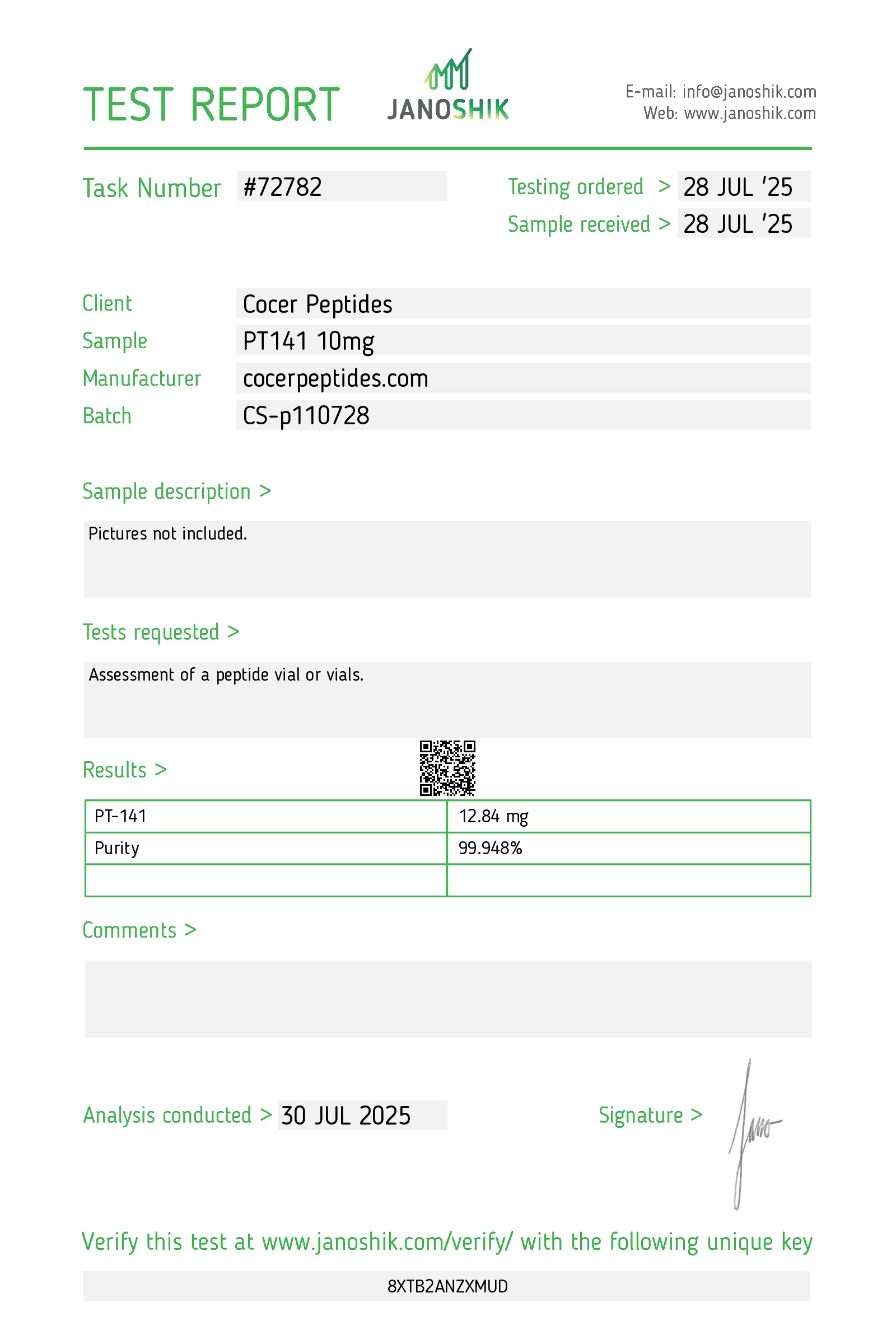 Janoshik public reference COA scan 31
