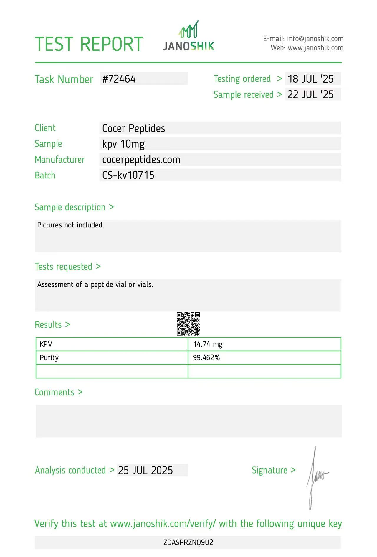 Janoshik public reference COA scan 37