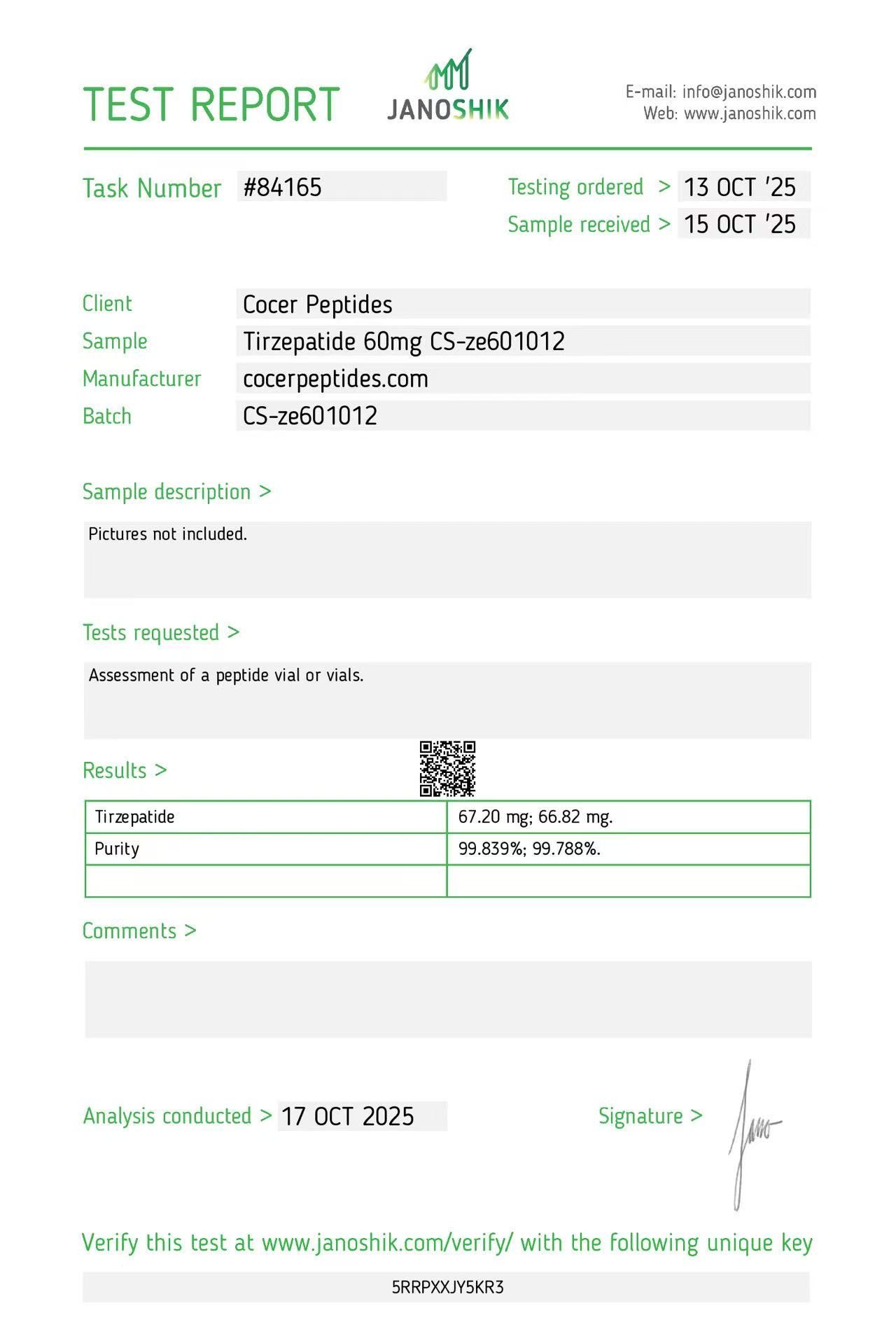 Janoshik public reference COA scan 46
